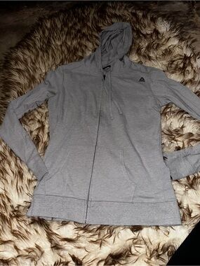 Reebok Gray Full-Zip Hooded Sweatshirt